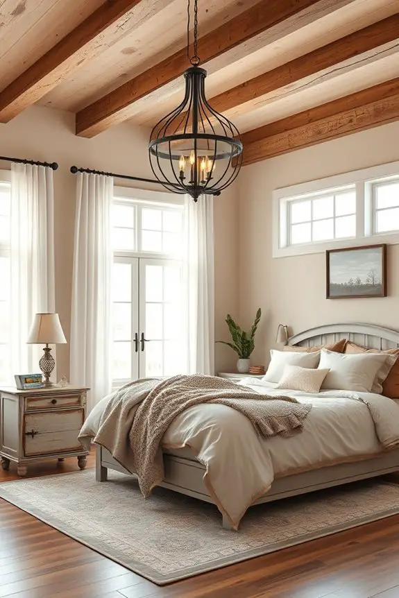 chandelier enhances bedroom charm