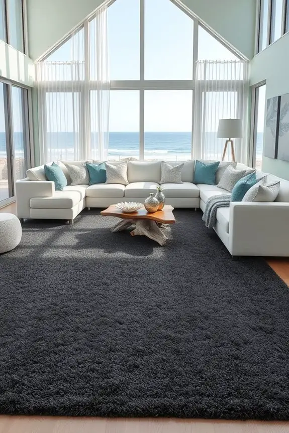 charcoal accents enhance coastal decor