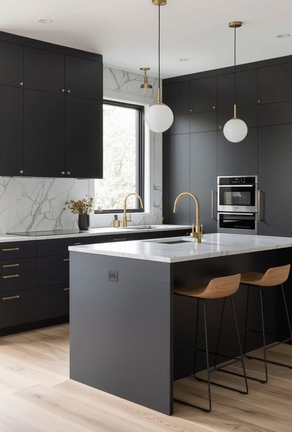 charcoal cabinets honey floors