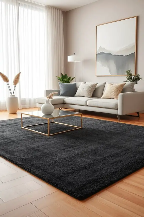 charcoal carpet enhances minimalism