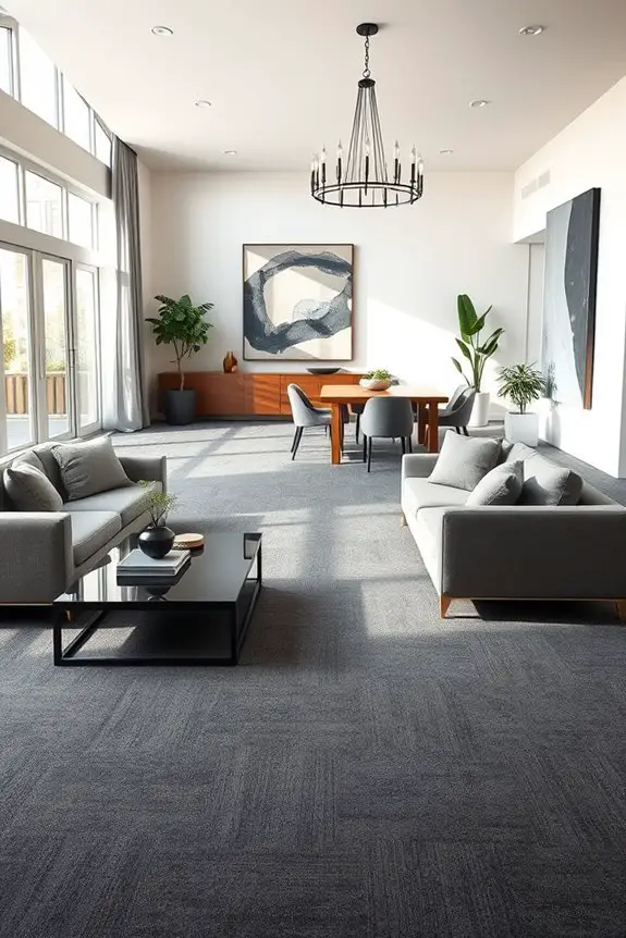 charcoal flooring enhances elegance