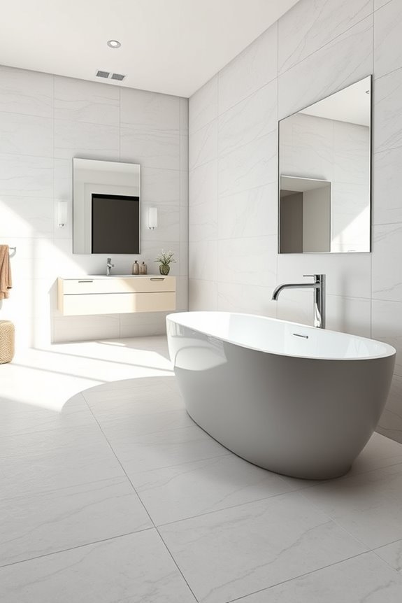 charcoal grout with light tiles