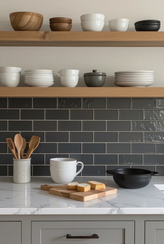 charcoal tile modern backsplash