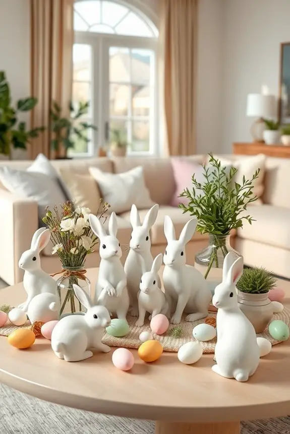 charming bunny figurine centerpieces