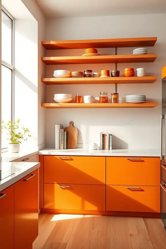 charming burnt orange shelving