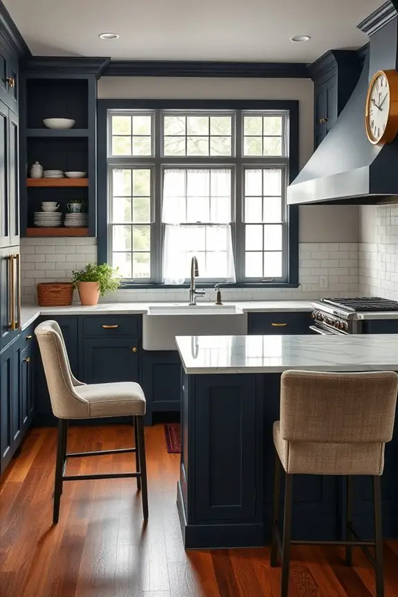 charming dark blue kitchen