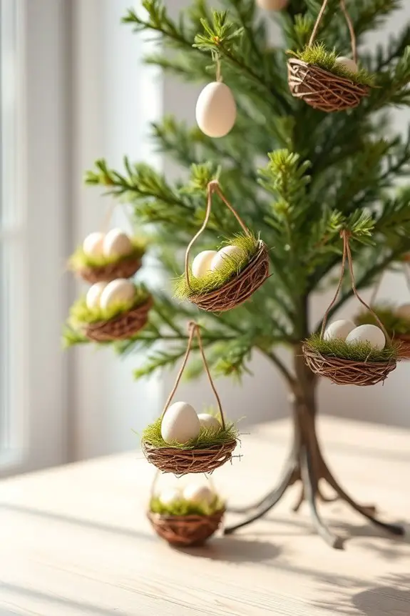 charming grass filled nest ornaments