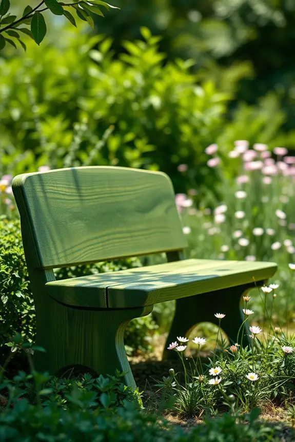 charming green wood bench