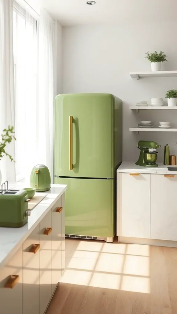 charming olive green appliances