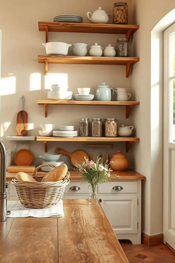 charming open shelving displays