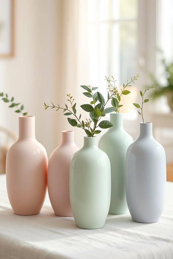 charming pastel vase arrangements
