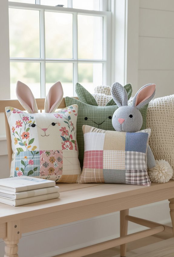 charming patchwork bunny pillows