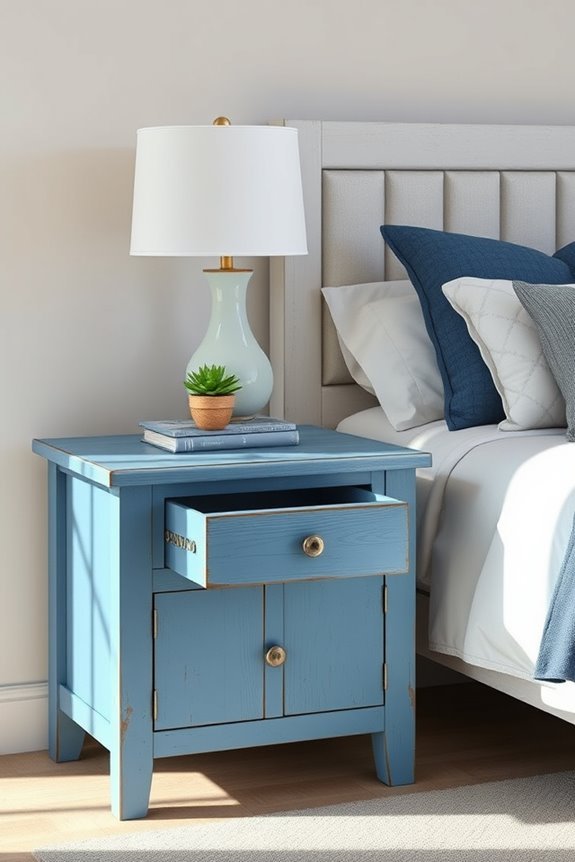charming rustic blue nightstand