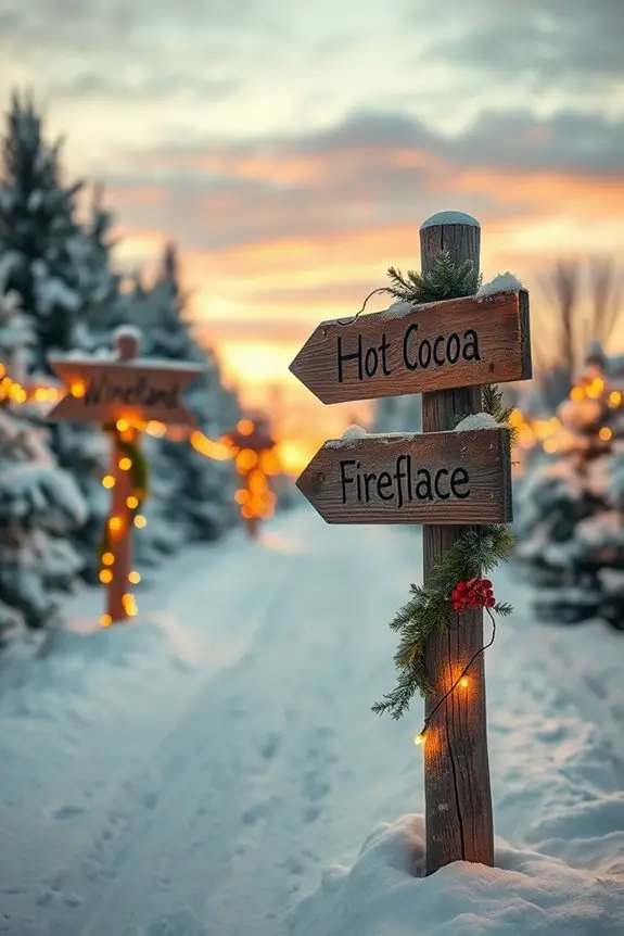 charming rustic holiday signposts