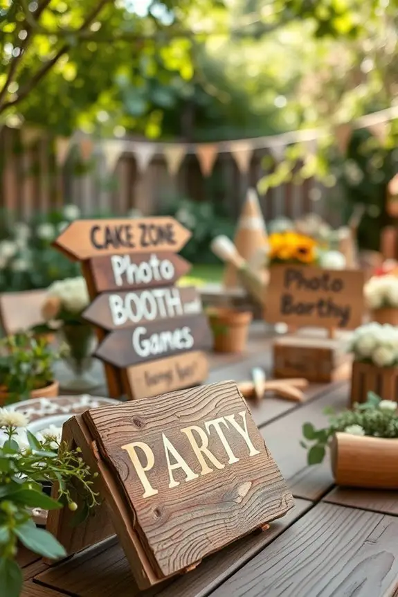 charming rustic party signs