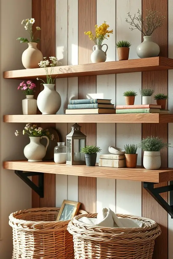 charming rustic wooden shelves