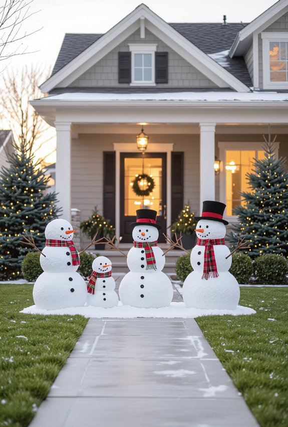 charming snowman family display