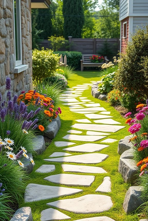 charming stone pathway flowers