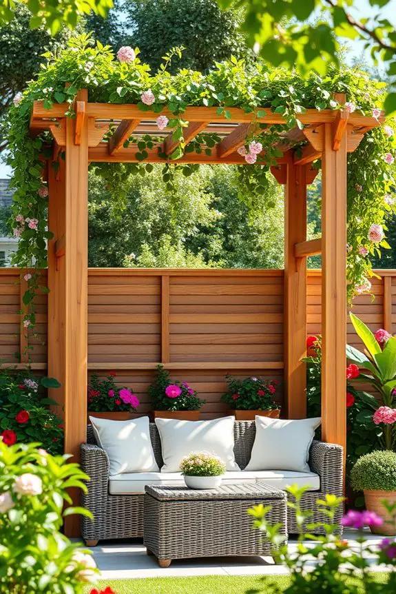 charming trellis seating area