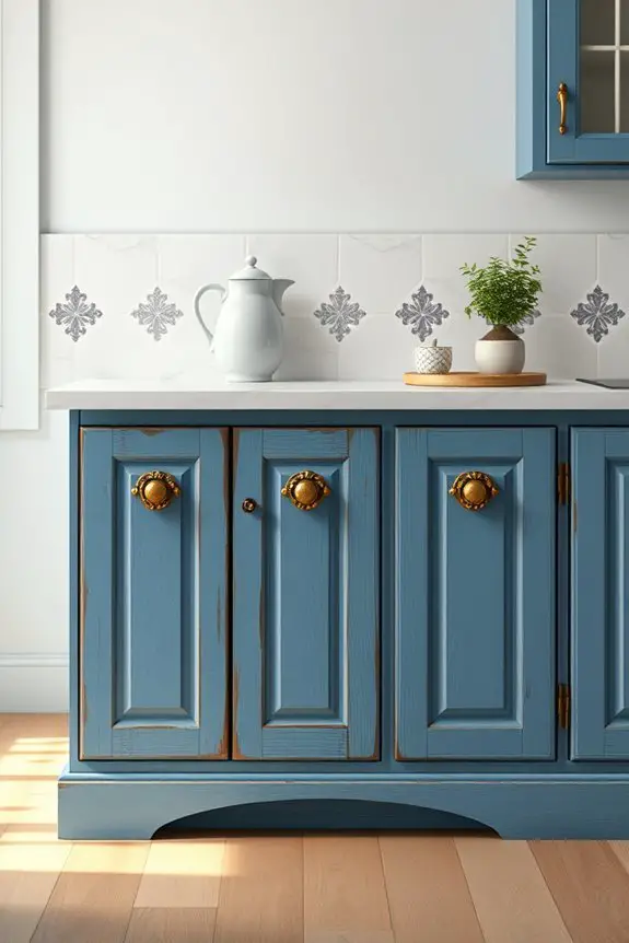 charming vintage blue cabinets
