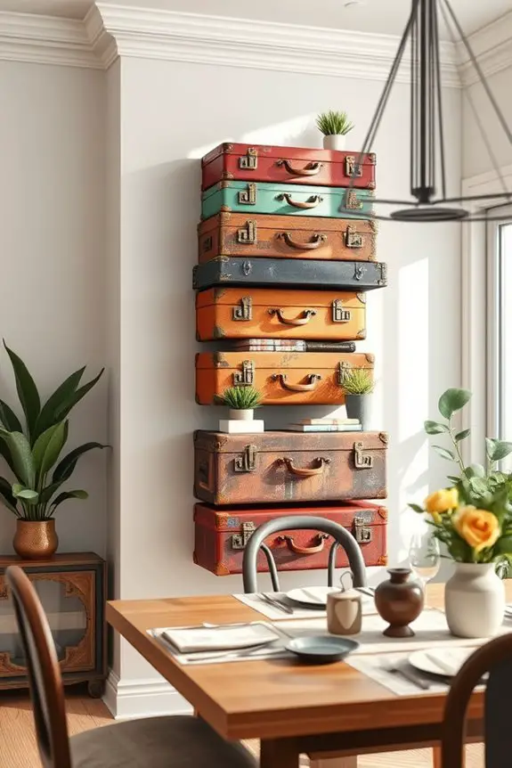 charming vintage suitcase shelves