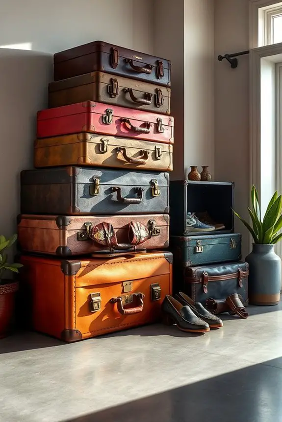 charming vintage suitcase storage