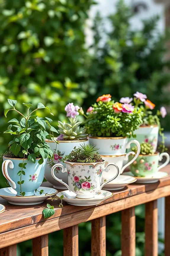 charming vintage teacup planters