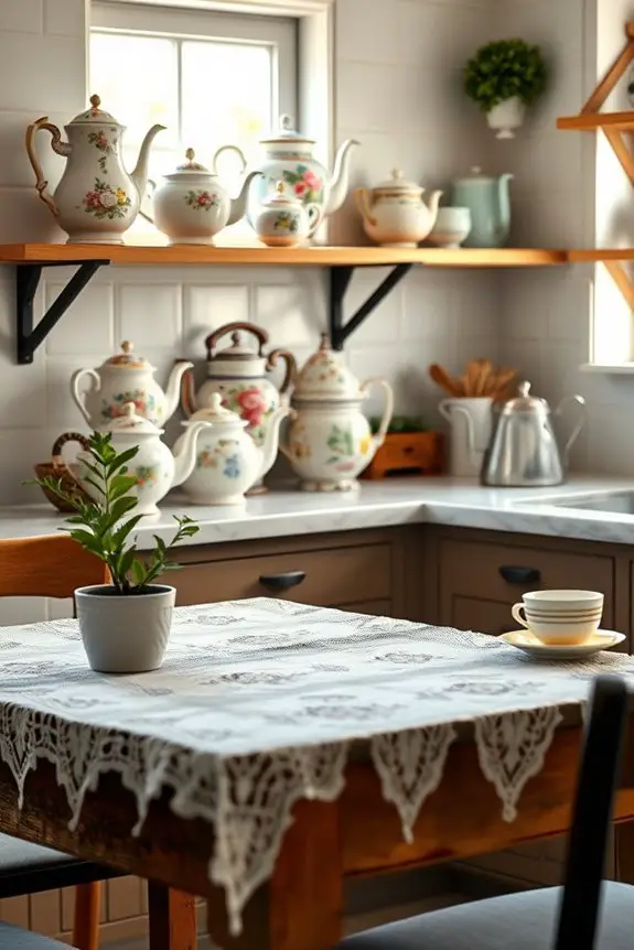 charming vintage teapot display