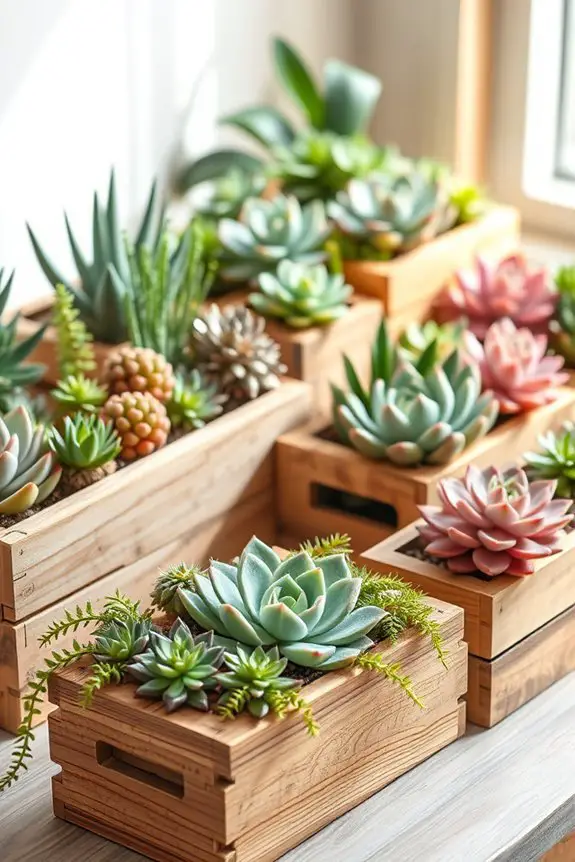 charming wooden succulent planters