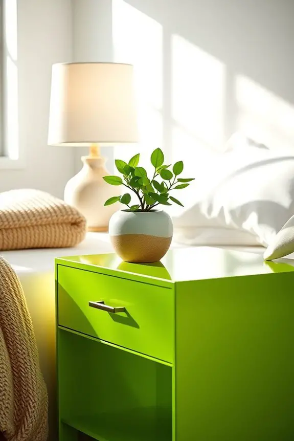 chartreuse green bedroom accents
