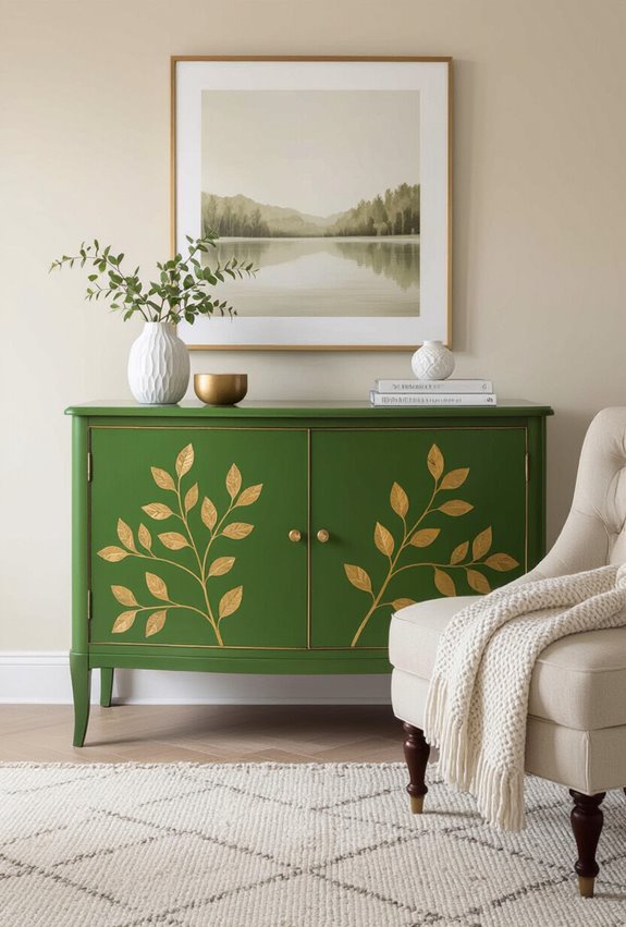 chartreuse lacquered sideboard with gold