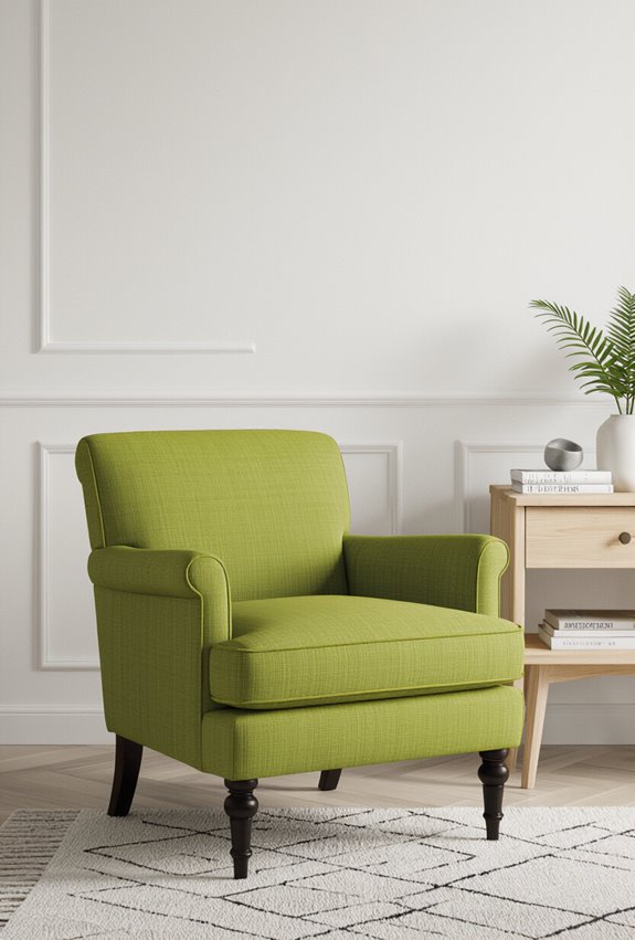 chartreuse velvet chair with gold