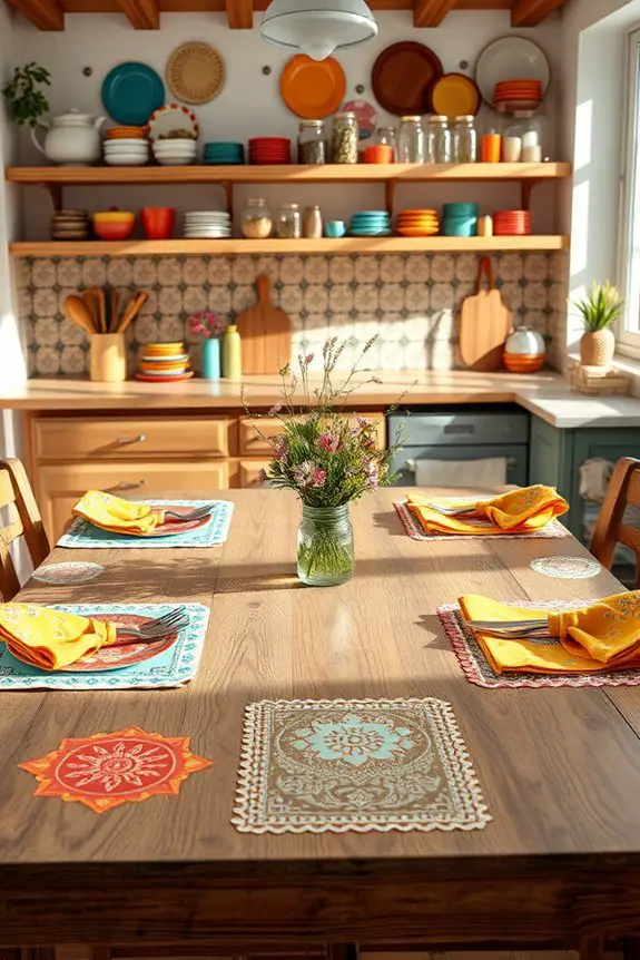 cheerful boho table linens