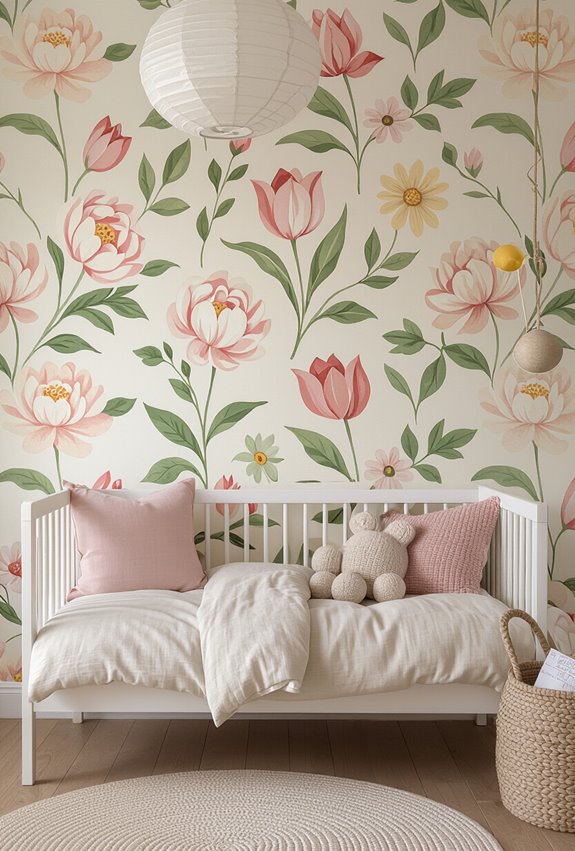 cheerful floral wallpaper design