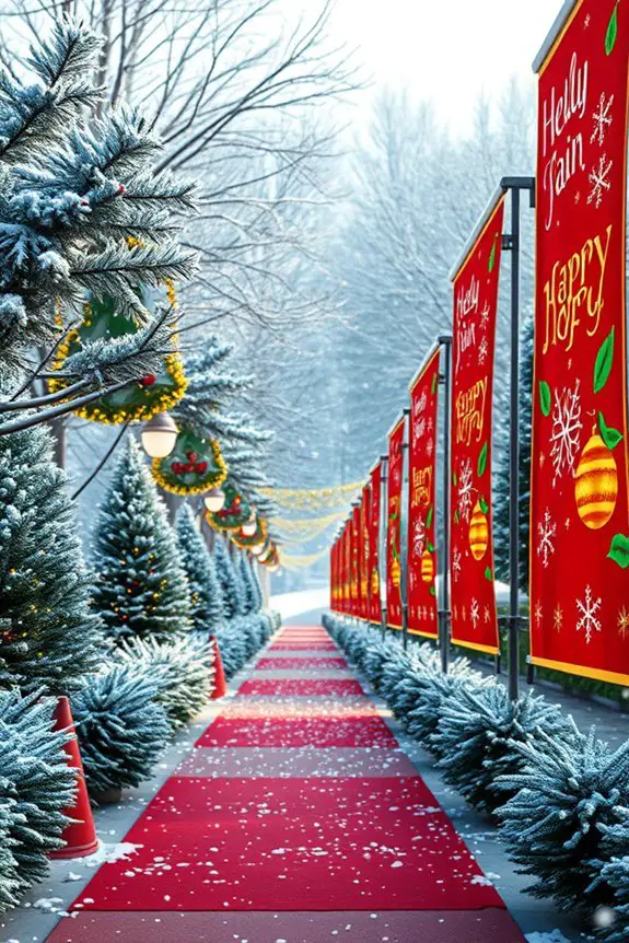 cheerful holiday walkway banners