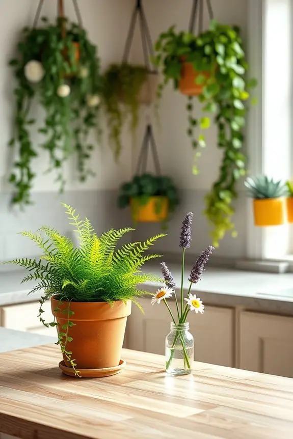 cheerful kitchen plant arrangements