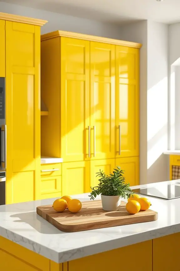 cheerful lemon yellow cabinets