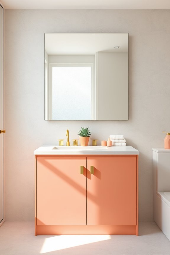 cheerful peach bathroom transformation