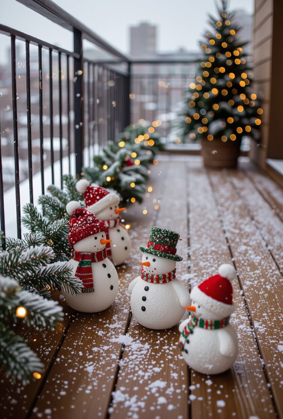 cheerful snowman balcony decor