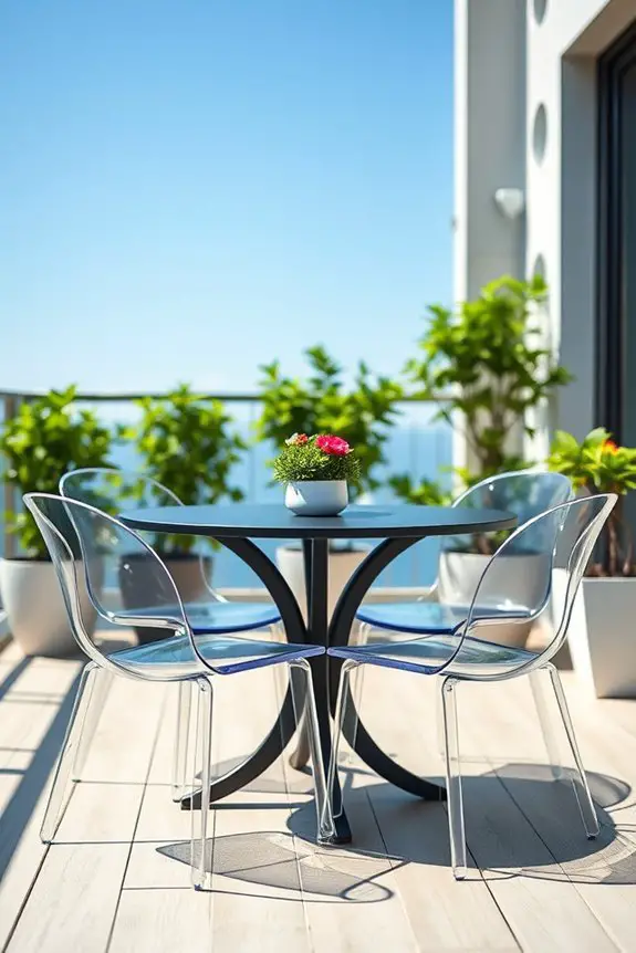 chic acrylic chairs metal table