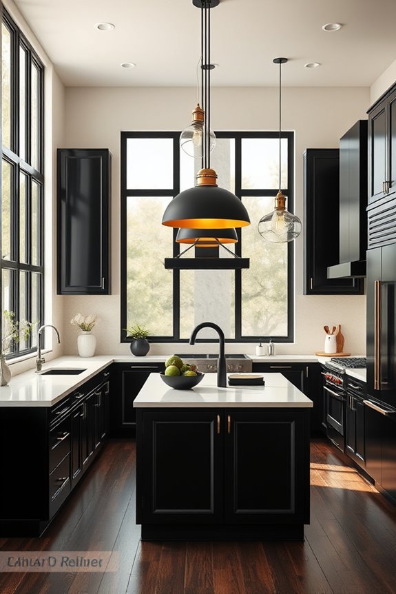 chic black and cream lighting