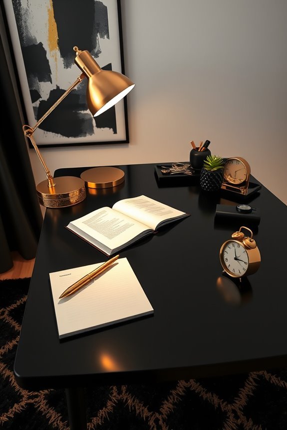 chic black and gold accessories