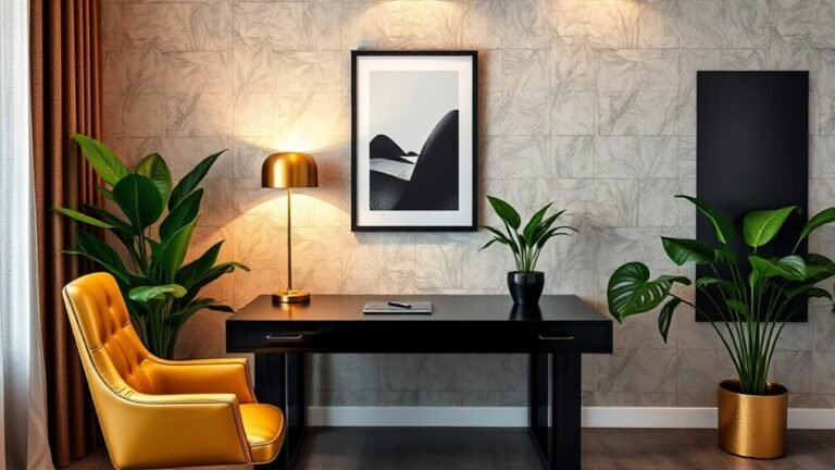 chic black and gold office