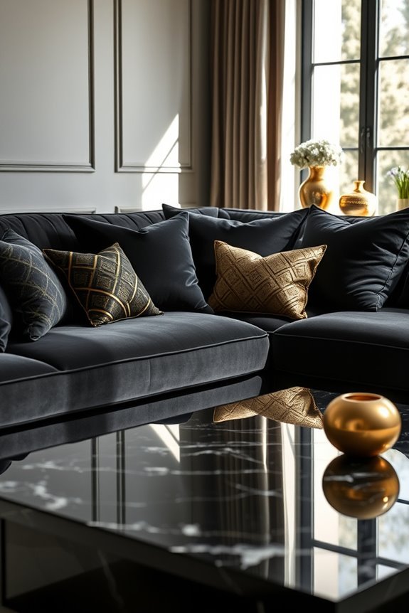 chic black and gold pillows