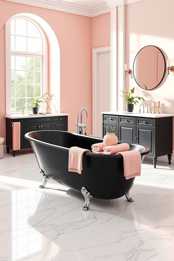 chic black and pink bathroom