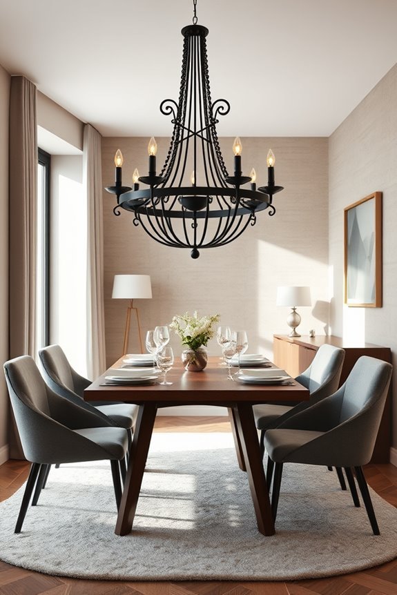 chic black chandelier integration
