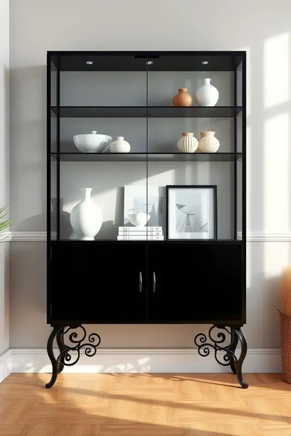 chic black display cabinet