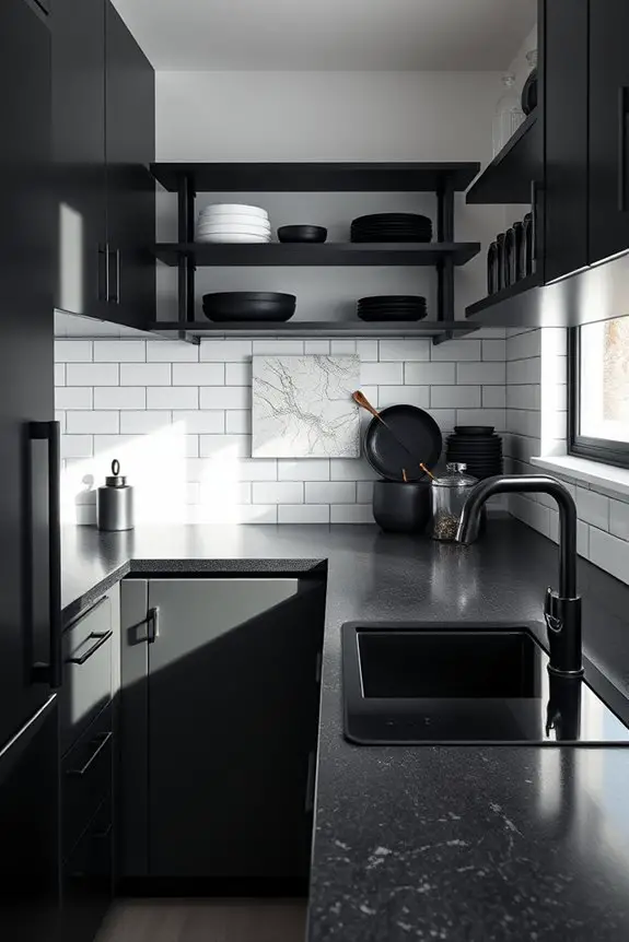 chic black kitchen fixtures