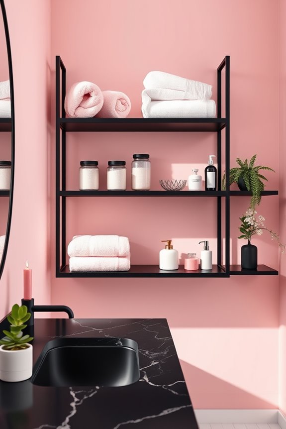 chic black pink shelving