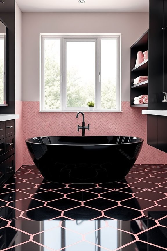 chic black pink tile patterns